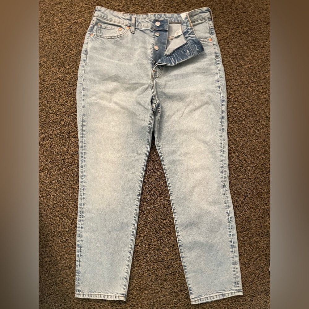 light washed high rise denim